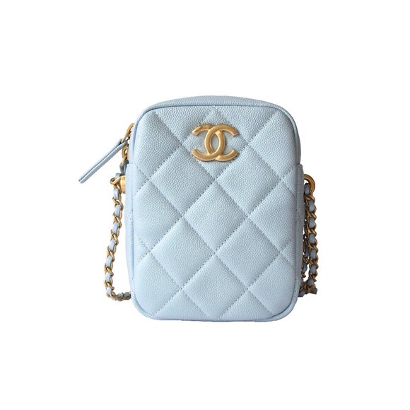 Chanel Caviar Quilted Small Vertical Vanity Bag Light Blue - Picture 1 of 6